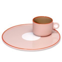 Kávéscsésze, tányérral, rózsaszín, 250 ml, REMEMBER